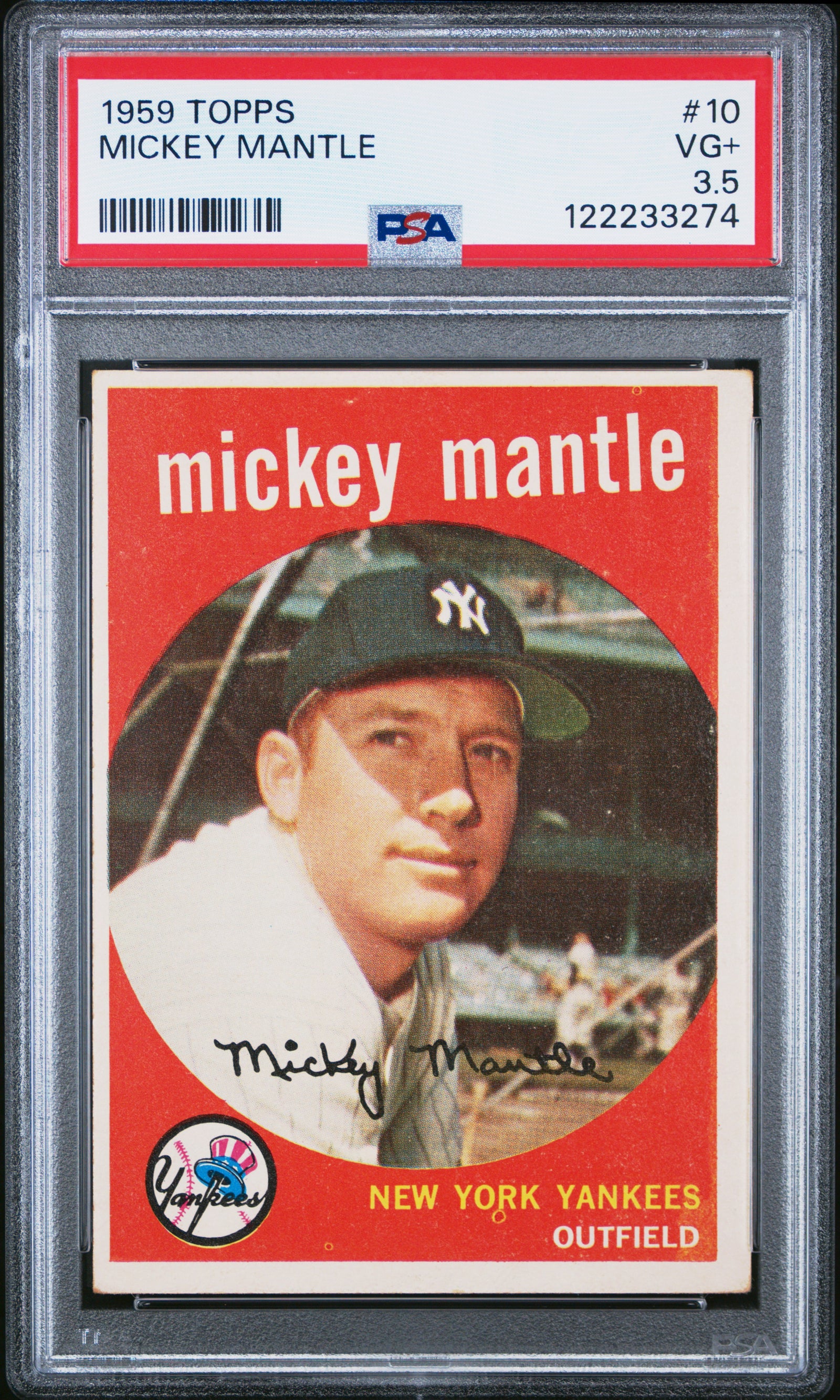 1959 TOPPS 10 MICKEY MANTLE PSA 3.5 - front