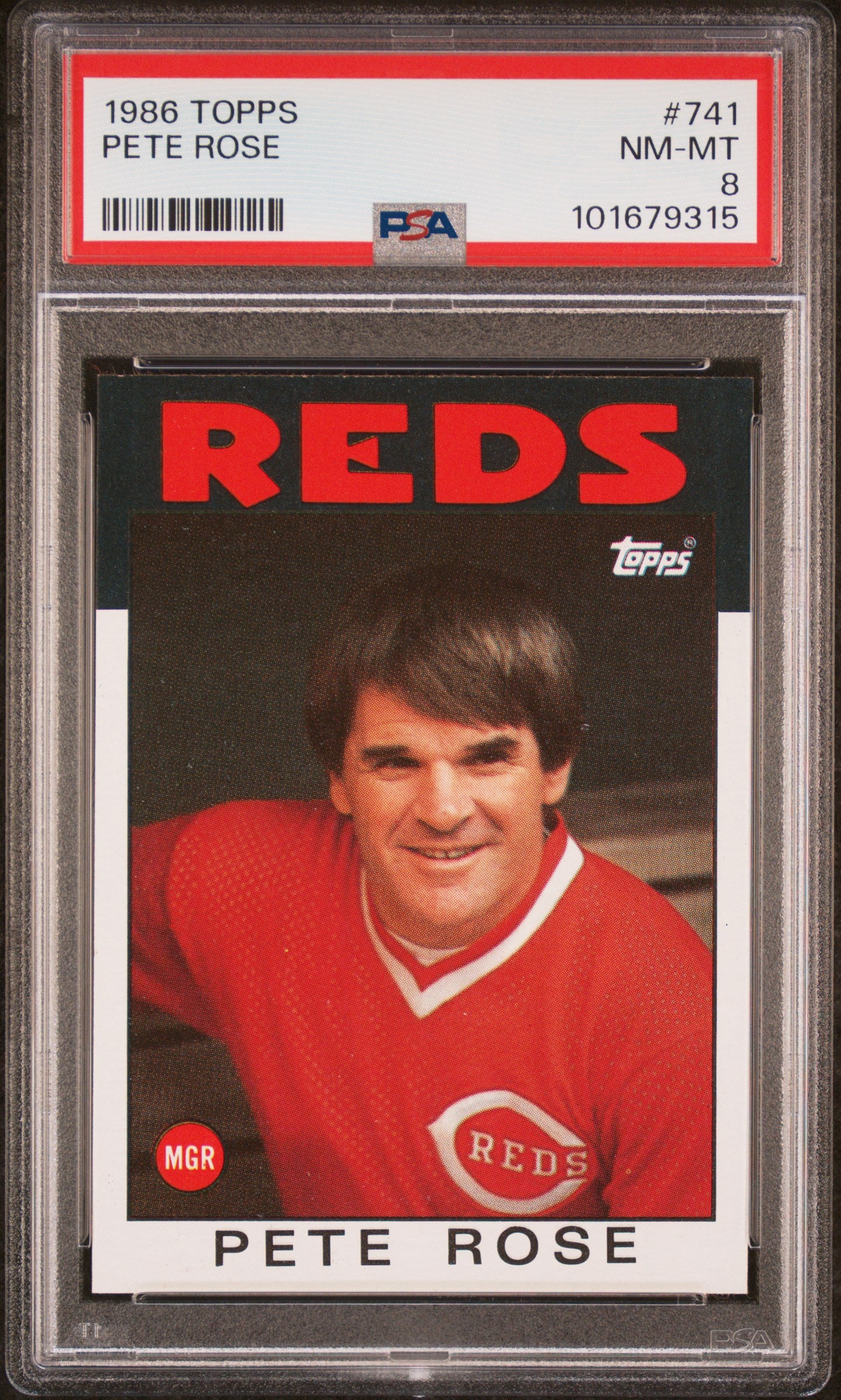 1986 TOPPS 741 PETE ROSE PSA 8 - front