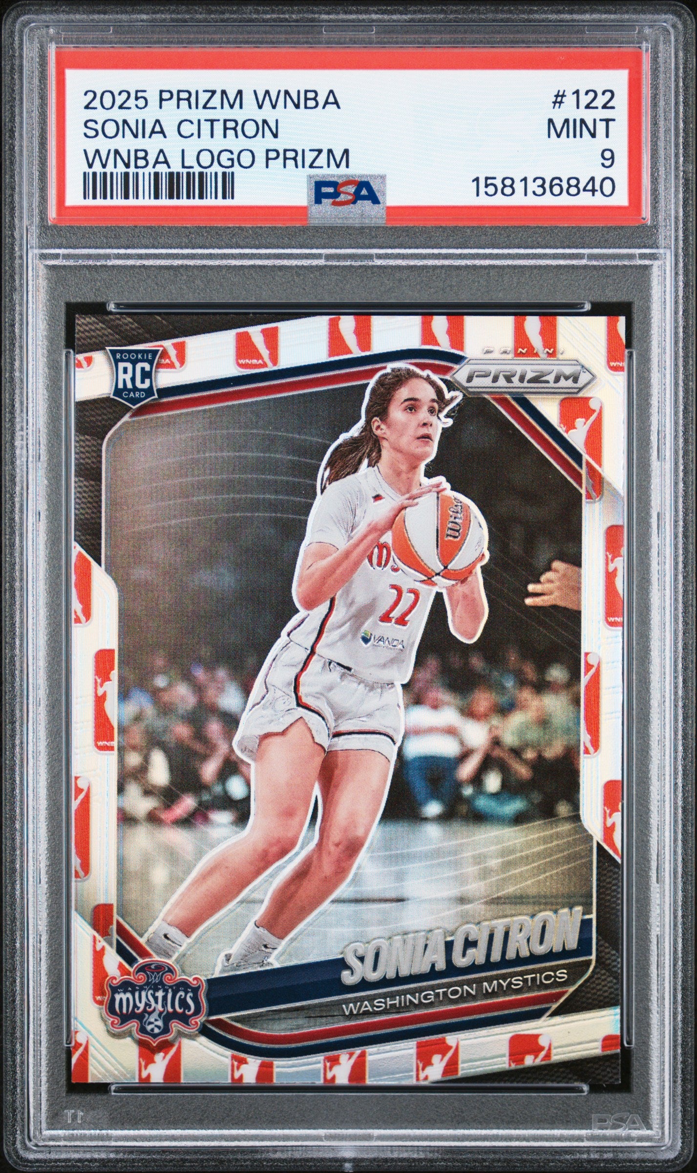 2025 PANINI PRIZM WNBA 122 SONIA CITRON WNBA LOGO PRIZM PSA 9 - front