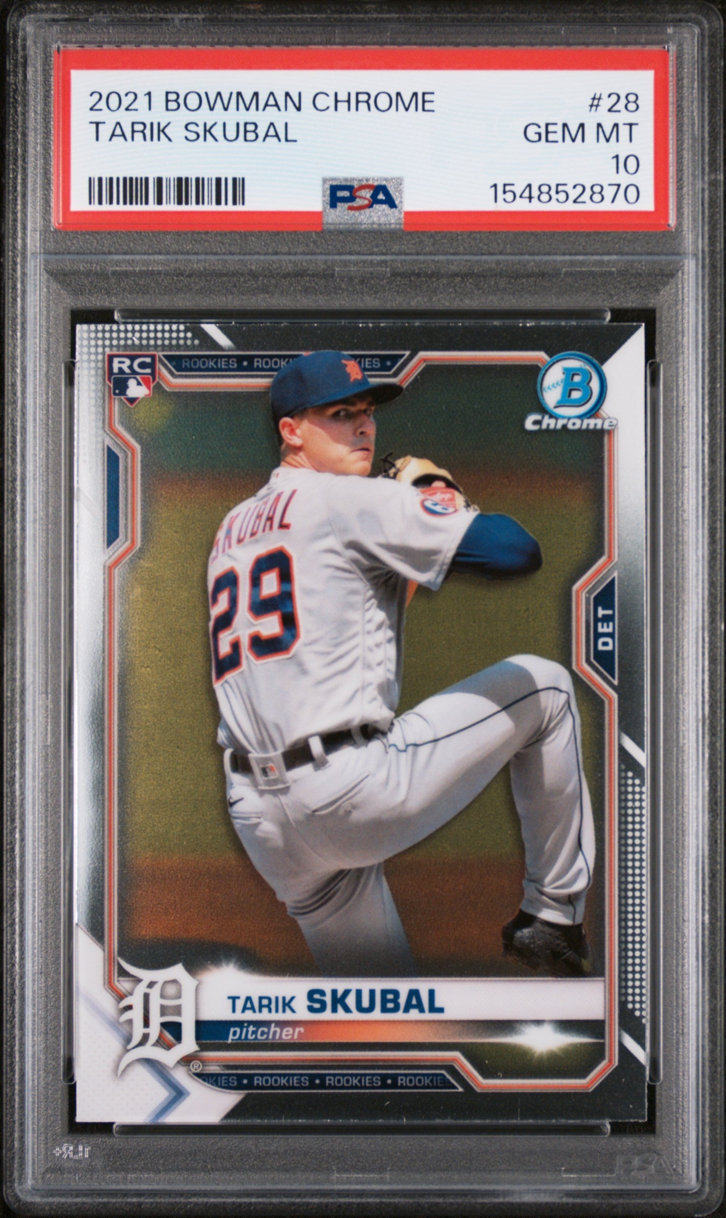 2021 BOWMAN CHROME 28 TARIK SKUBAL PSA 10 - front