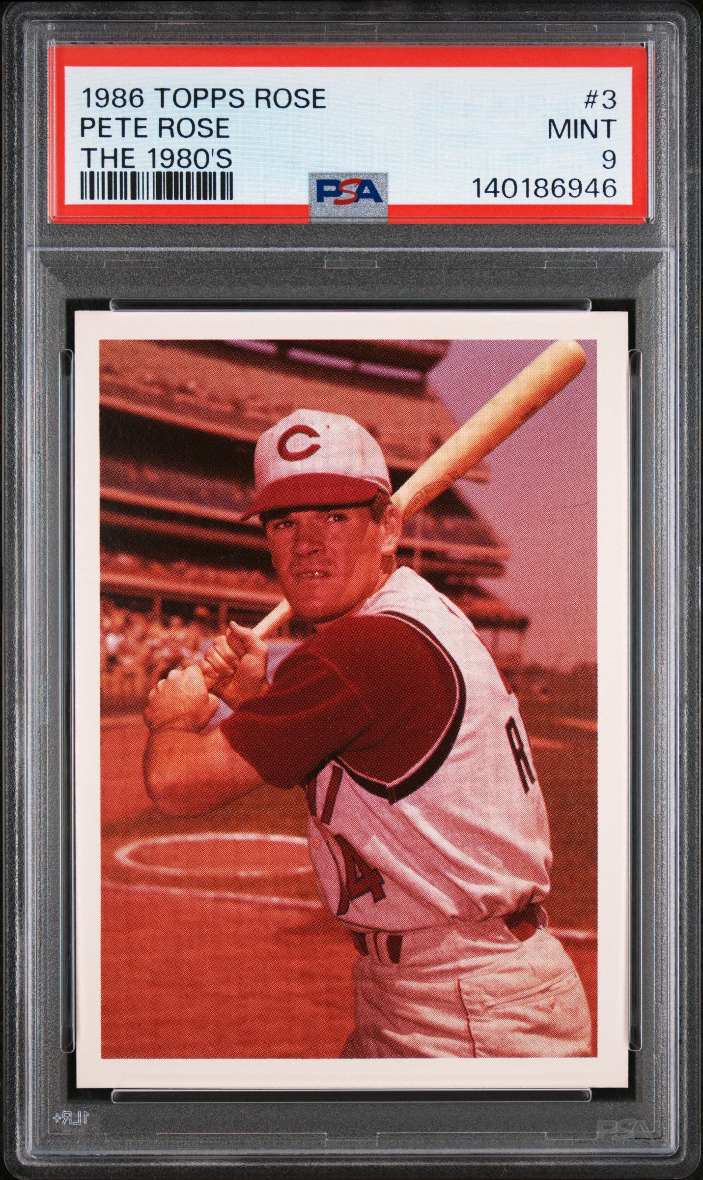1986 TOPPS PETE ROSE SET 3 PETE ROSE THE 1980'S PSA 9 - front